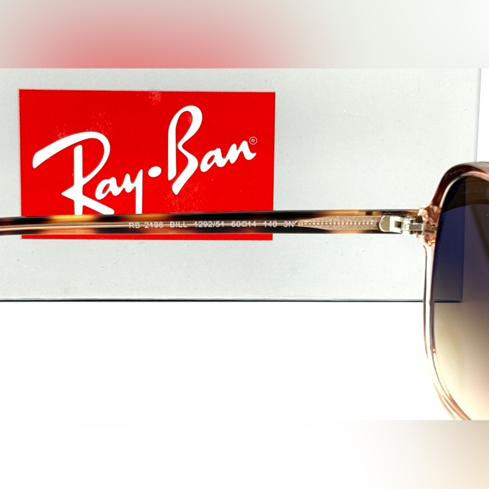 RAY-BAN BILL SQUARE SUNGLASSES TRANSPARENT BROWN GRADIENT RB2198 60-14-140 260 - Picture 11 of 12